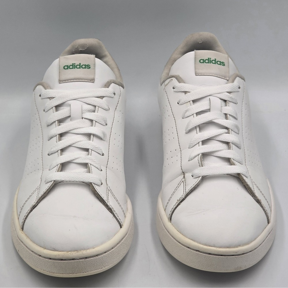 adidas Advantage White Green Sneakers Men's Size 10 Lace Up Casual Shoes - Picture 3 of 12